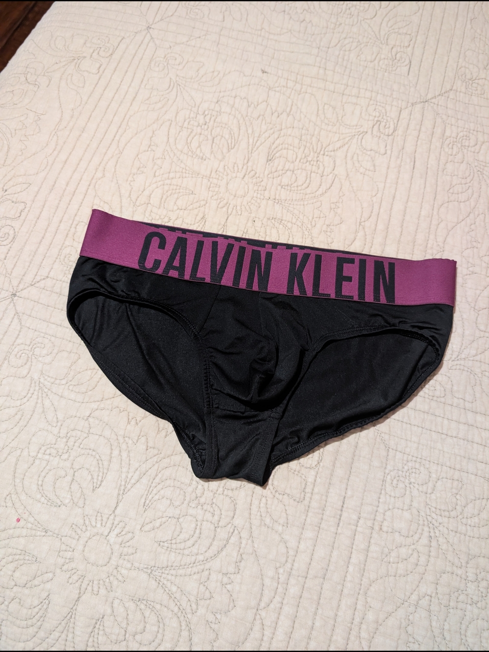 Calvin Klein Black Briefs with Purple Waistband